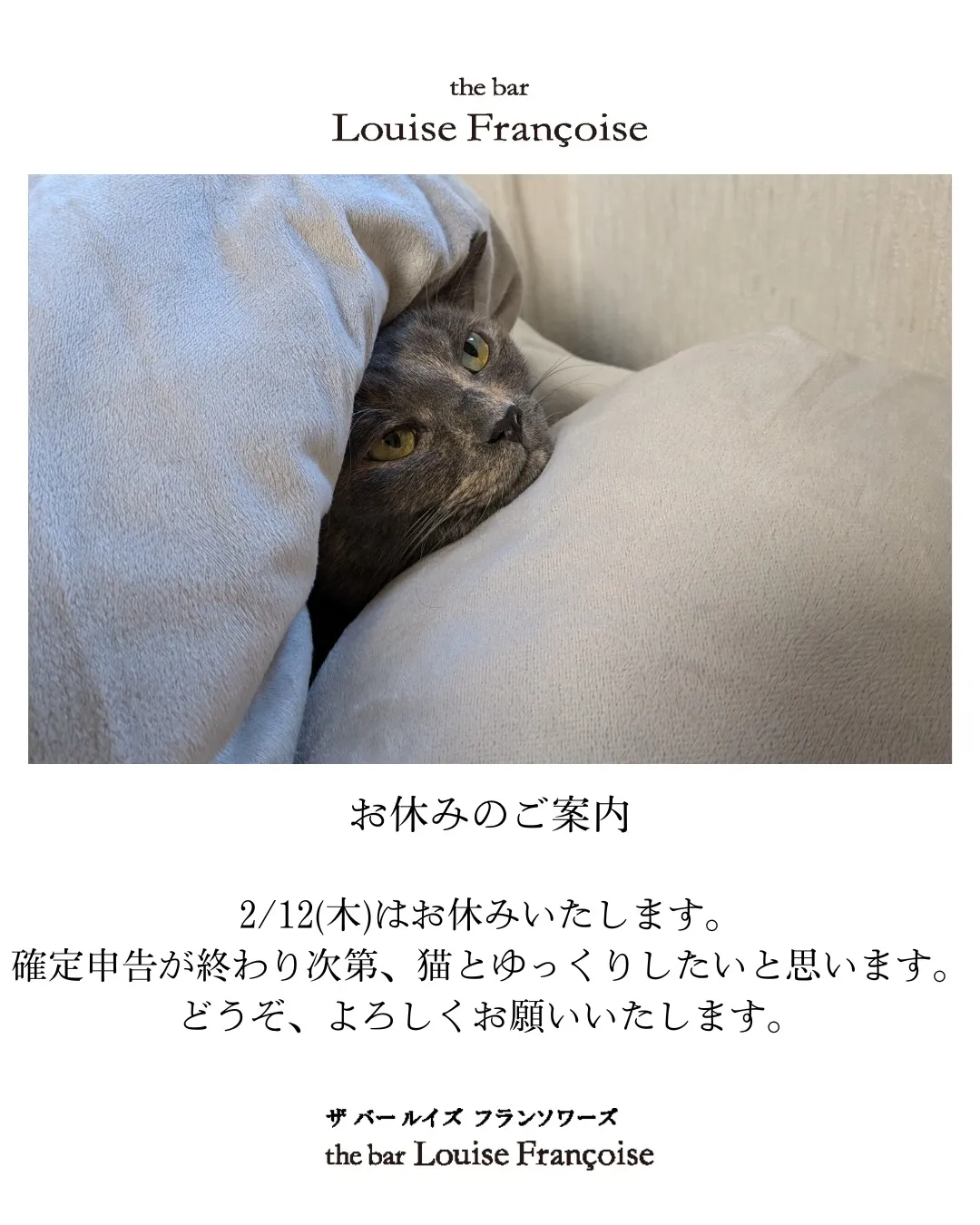 ~お休みのご案内~